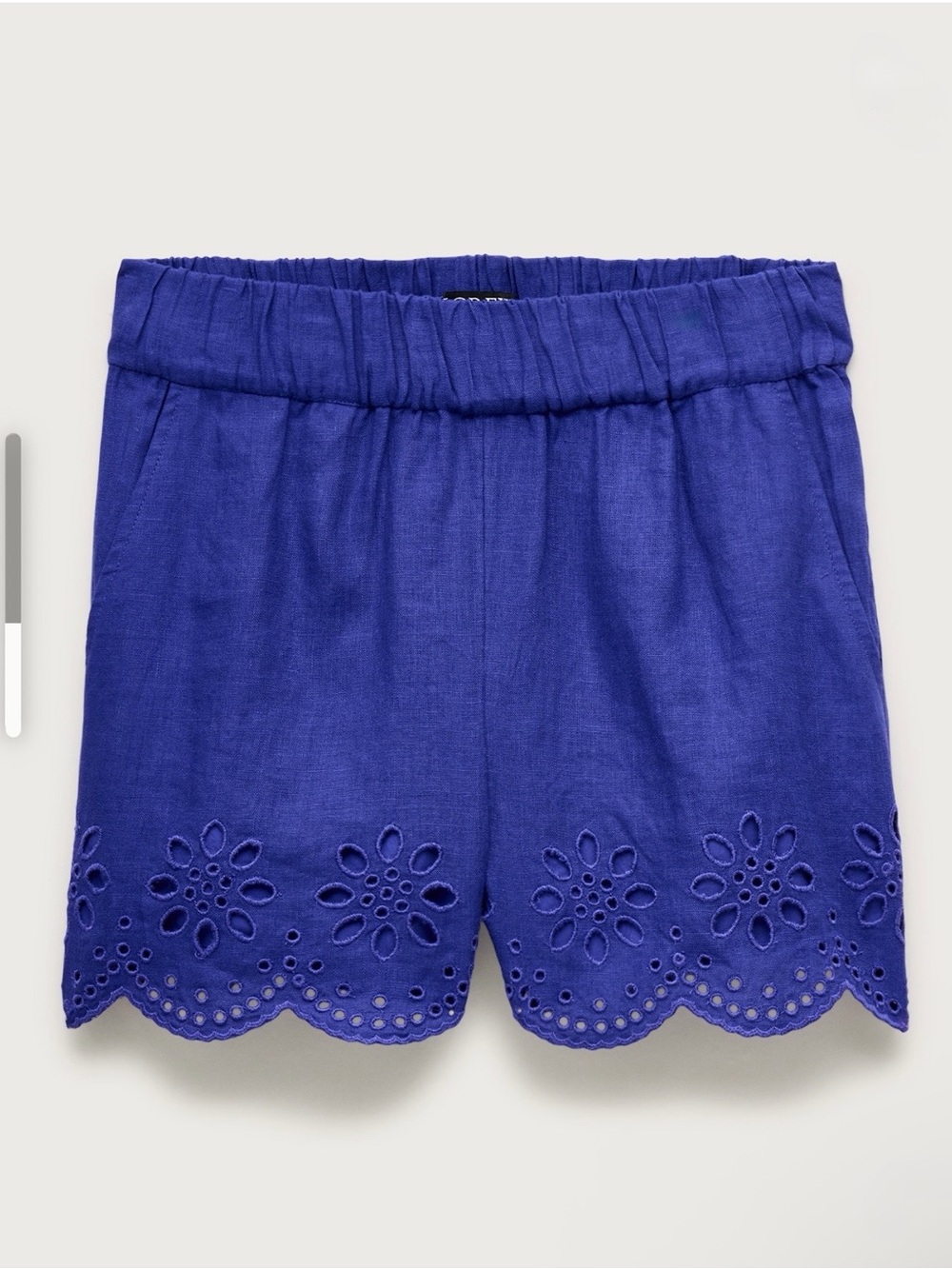 NWT J.Crew Tropez Eyelet Linen Shorts Brilliant Indigo Blue Sz L